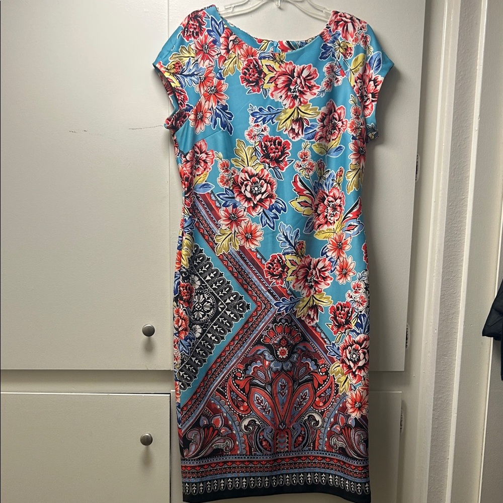 Beige by eci Turquoise Floral Midi Dress